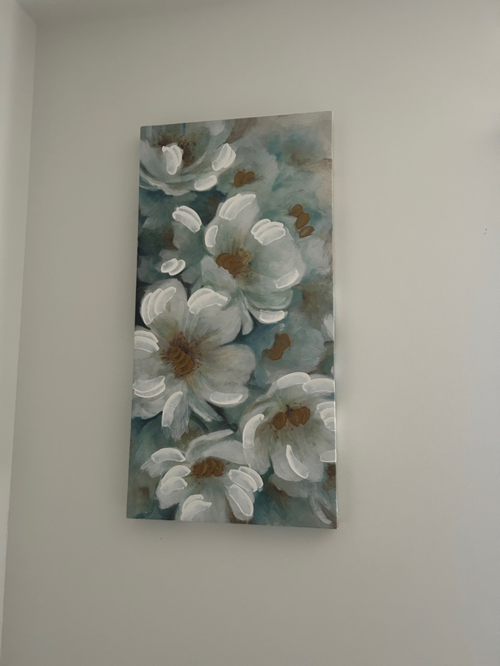 Floral Canvas Wall Art in Teal and White - Home Accents Decor